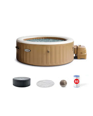 PureSpa Sahara Tan Round Bubble Inflatable Spa Set -  4-Person