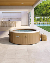 PureSpa Sahara Tan Round Bubble Inflatable Spa Set -  4-Person