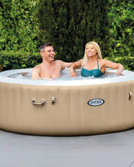 PureSpa Sahara Tan Round Bubble Inflatable Spa Set -  4-Person